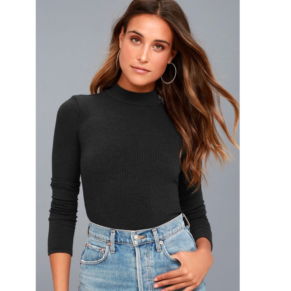 Project Social T Lena Stretchy Ribbed Knit Long Sleeve Top Size S